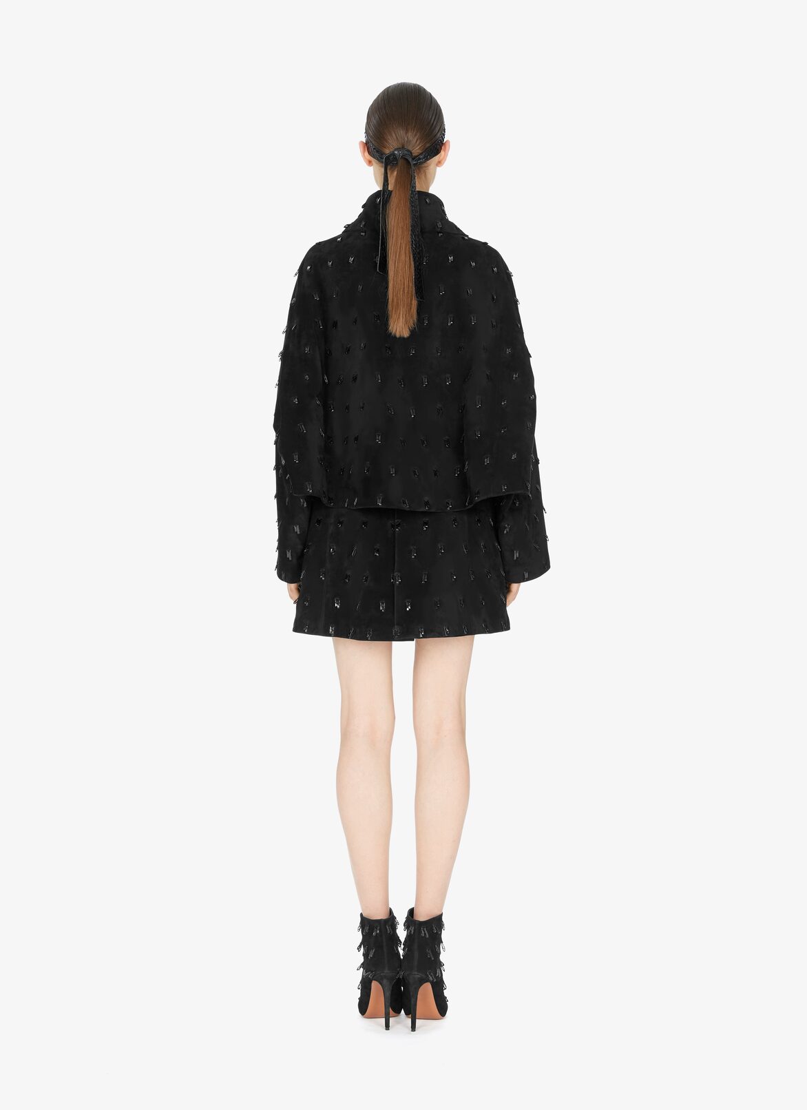 Alaïa Edition 1989 Suede And Watersnake Cropped Jacket ALAÏA BLACK ALAÏA EDITION 1989 SUEDE AND WATERSNAKE CROPPED JACKET